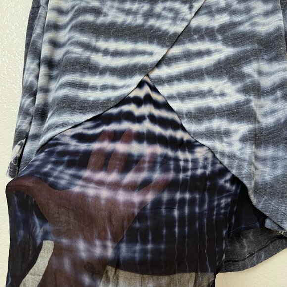 Young Fabulous & Broke Blue Tie Dye Hi-Low Top Small oversized Boho Mixed Media - Picture 6 of 11